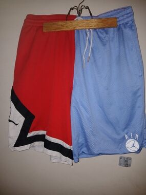 Jordan Men’s Split Two-Tone Athletic Shorts - Red & Light Blue